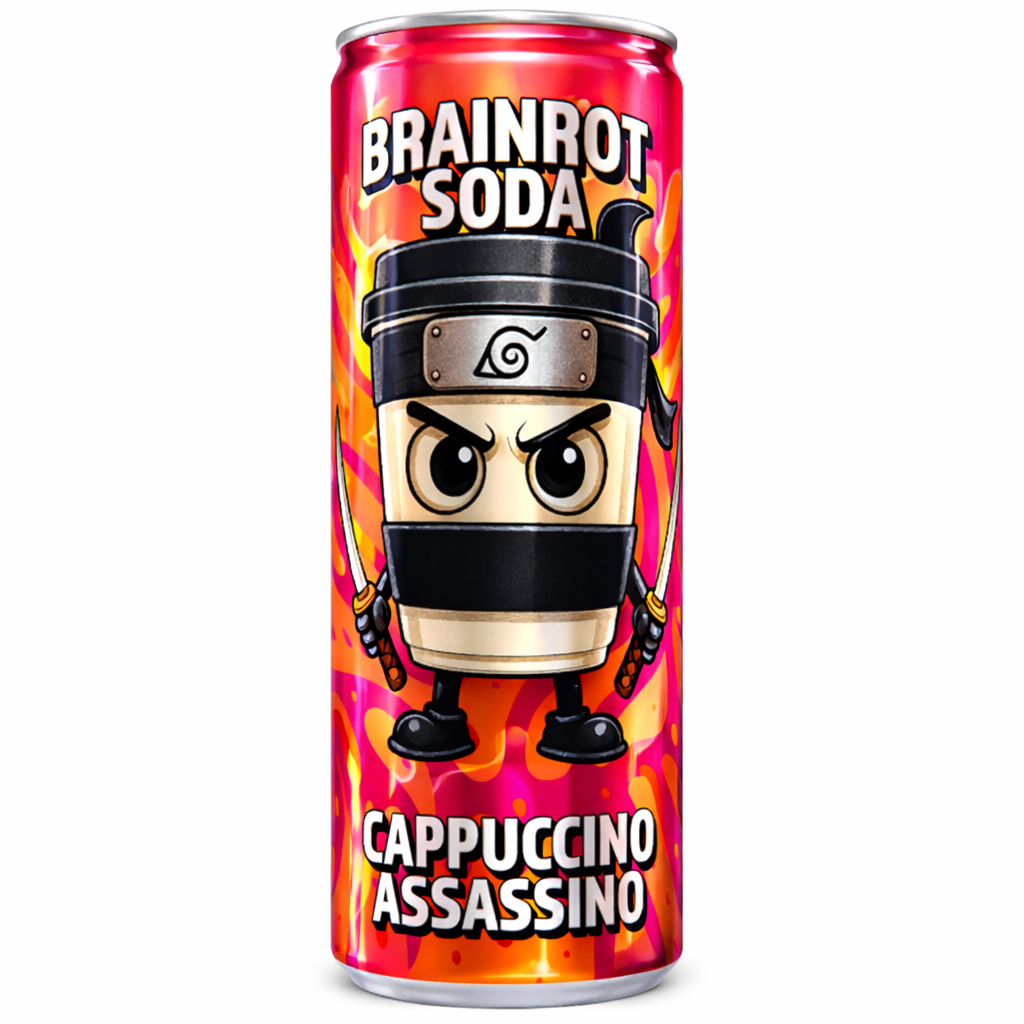 ☕🔪 Brainrot Soda – Cappuccino Assassino (250 ml)