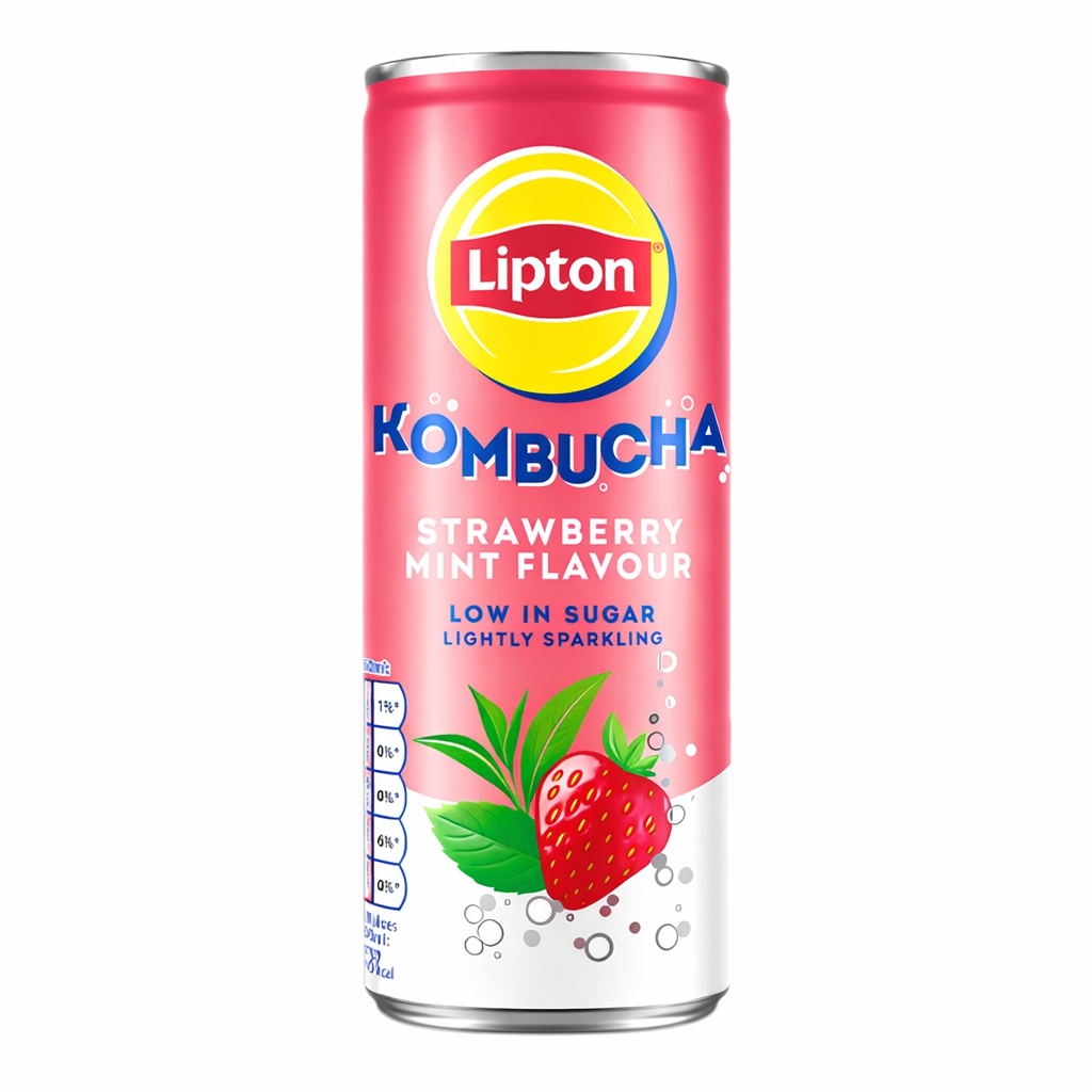 🍓🌿 Lipton Kombucha Strawberry Mint – Canette 250 ml