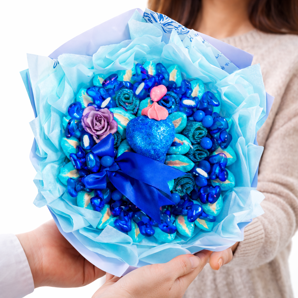 💙🍬 Bouquet Gourmand Bleu Océan - Création Artisanale Sweetvibes