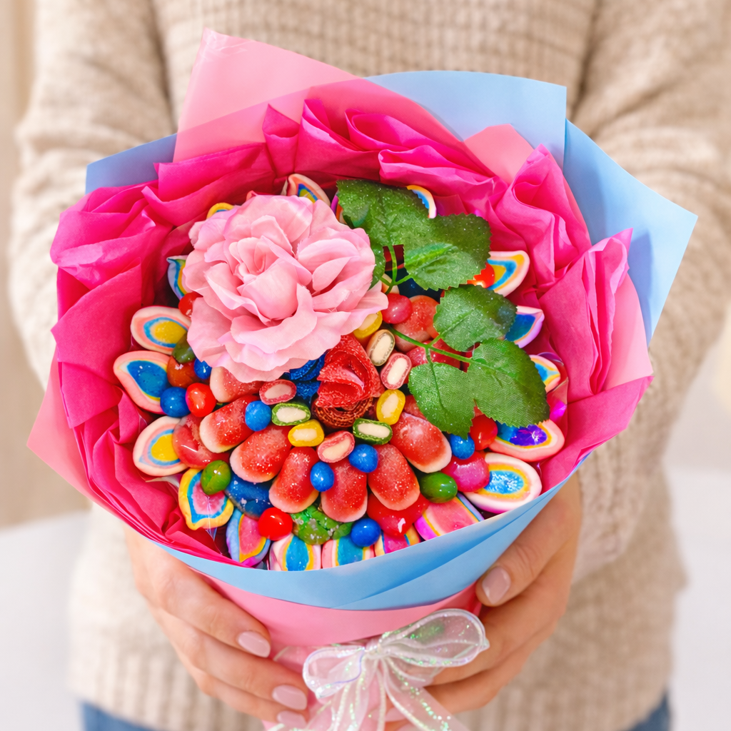 💙💗🍬 Bouquet Gourmand Bleu et Rose - Création Artisanale Sweetvibes