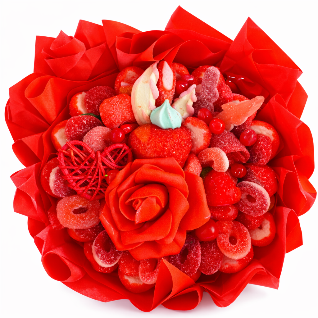 💙💗🍬 Bouquet Gourmand Rouge  - Création Artisanale Sweetvibes