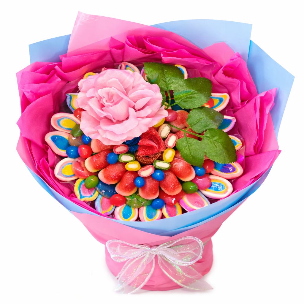 💙💗🍬 Bouquet Gourmand Bleu et Rose - Création Artisanale Sweetvibes