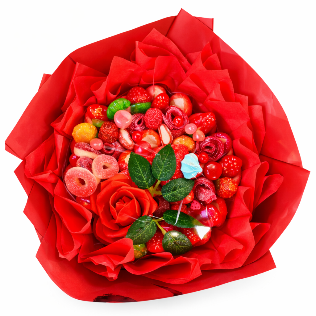 🌹🍬 Bouquet Gourmand Rouge - Création Artisanale Sweetvibes