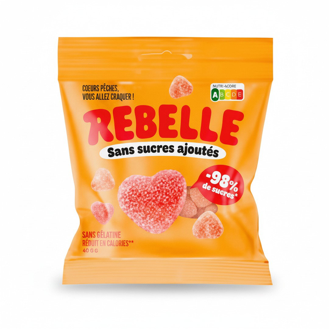 Rebelle Bonbons Cœurs Fluffy Acidulés 50g 💖☁️⚡