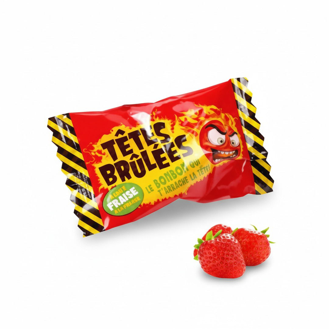 🔥🍓 Têtes Brûlées Bille Fraise – Bonbon Ultra Acidulé